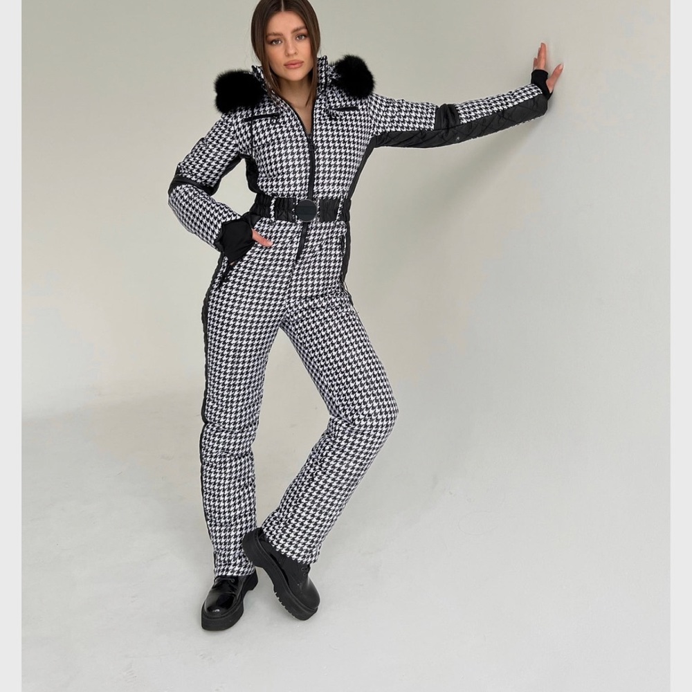 Houndstooth ski jumpsuit